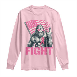 Funny Bigfoot Breast Cancer Awareness Long Sleeve Shirt Fight Pink Ribbon TS11 Light Pink Print Your Wear