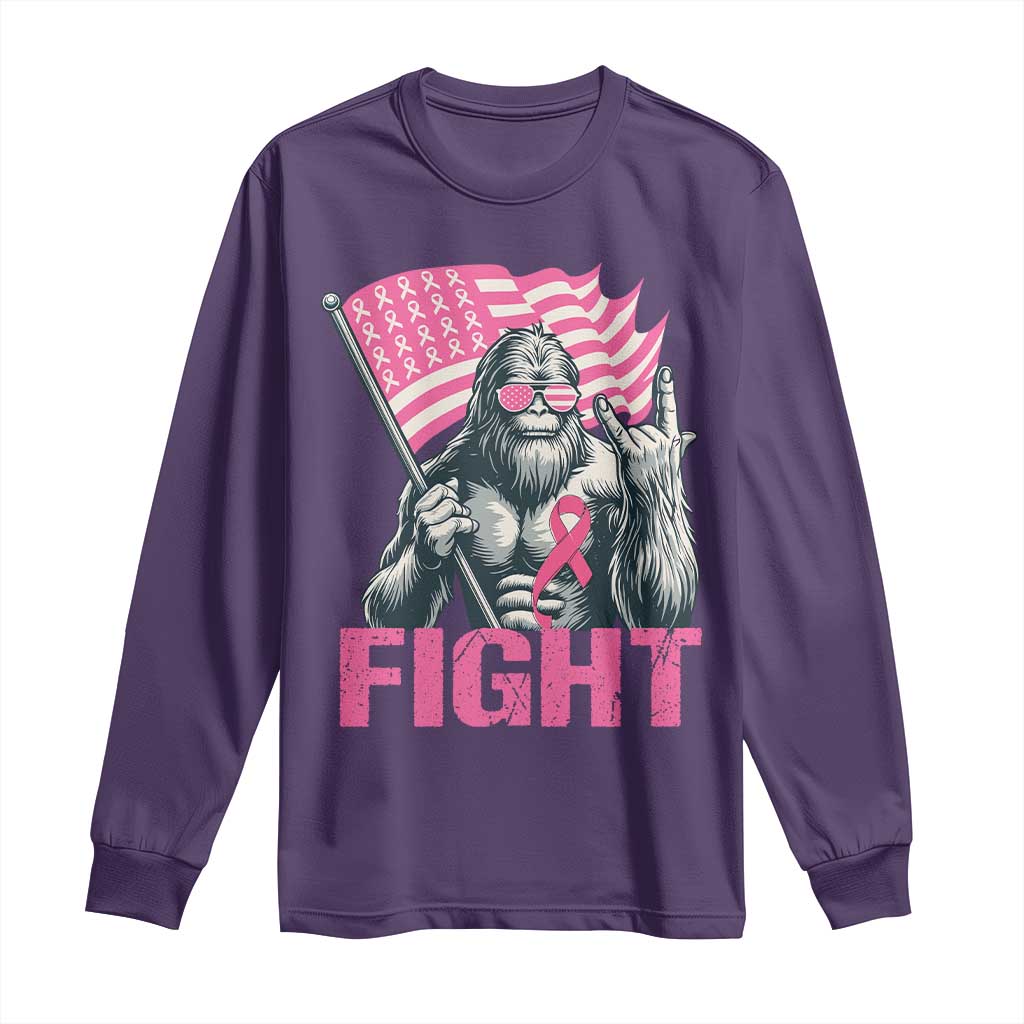 Funny Bigfoot Breast Cancer Awareness Long Sleeve Shirt Fight Pink Ribbon TS11 Purple Print Your Wear