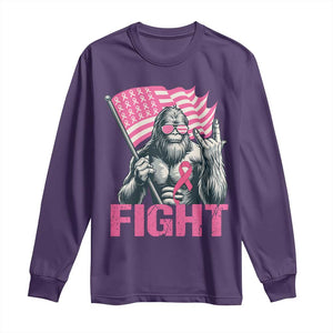 Funny Bigfoot Breast Cancer Awareness Long Sleeve Shirt Fight Pink Ribbon TS11 Purple Print Your Wear