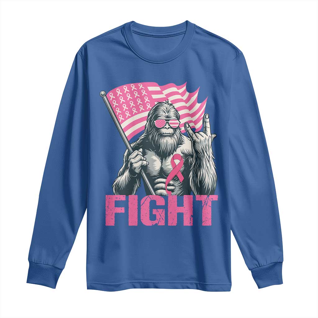Funny Bigfoot Breast Cancer Awareness Long Sleeve Shirt Fight Pink Ribbon TS11 Royal Blue Print Your Wear
