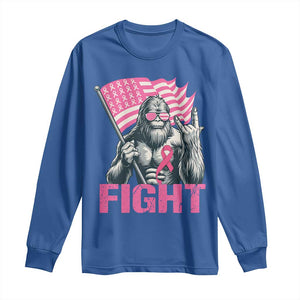 Funny Bigfoot Breast Cancer Awareness Long Sleeve Shirt Fight Pink Ribbon TS11 Royal Blue Print Your Wear