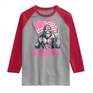 Funny Bigfoot Breast Cancer Awareness Raglan Shirt Fight Pink Ribbon TS11 Sport Gray Red Print Your Wear