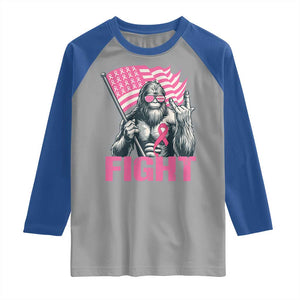 Funny Bigfoot Breast Cancer Awareness Raglan Shirt Fight Pink Ribbon TS11 Sport Gray Royal Print Your Wear