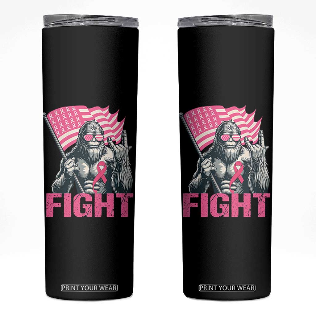 Funny Bigfoot Breast Cancer Awareness Skinny Tumbler Fight Pink Ribbon TS11 Black Print Your Wear