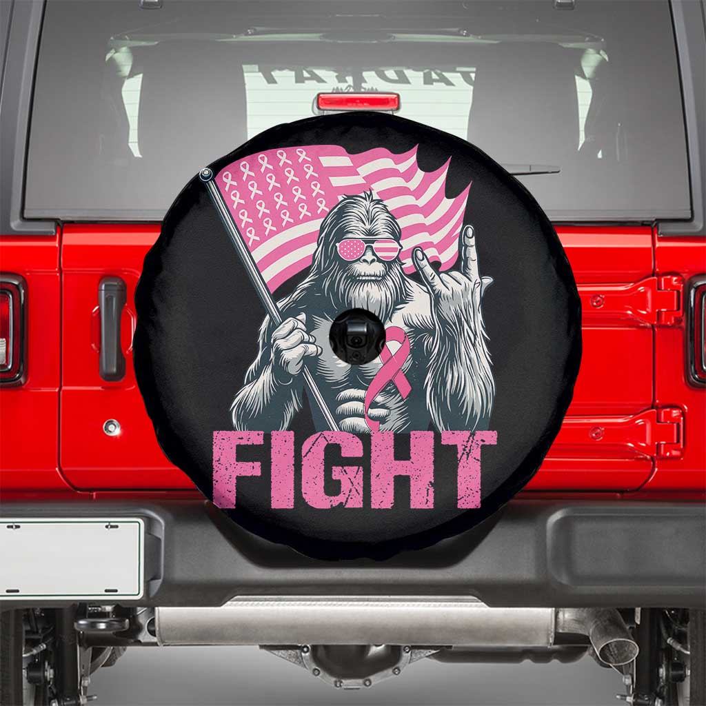 Funny Bigfoot Breast Cancer Awareness Spare Tire Cover Fight Pink Ribbon TS11 Black Print Your Wear