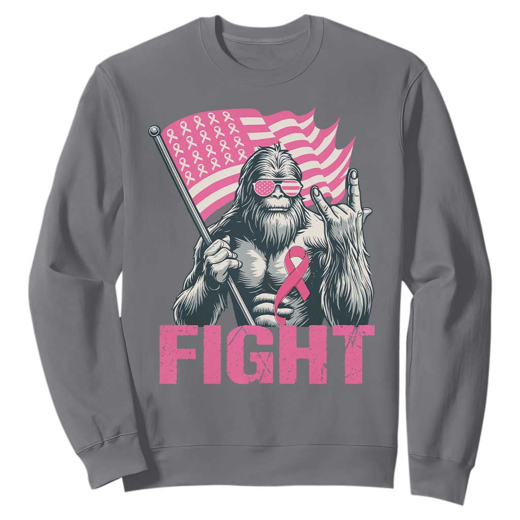 Funny Bigfoot Breast Cancer Awareness Sweatshirt Fight Pink Ribbon TS11 Charcoal Print Your Wear