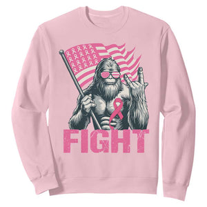 Funny Bigfoot Breast Cancer Awareness Sweatshirt Fight Pink Ribbon TS11 Light Pink Print Your Wear