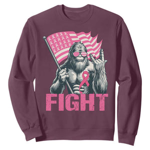 Funny Bigfoot Breast Cancer Awareness Sweatshirt Fight Pink Ribbon TS11 Maroon Print Your Wear