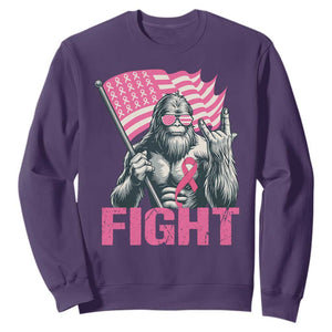 Funny Bigfoot Breast Cancer Awareness Sweatshirt Fight Pink Ribbon TS11 Purple Print Your Wear