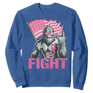 Funny Bigfoot Breast Cancer Awareness Sweatshirt Fight Pink Ribbon TS11 Royal Blue Print Your Wear