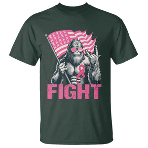 Funny Bigfoot Breast Cancer Awareness T Shirt Fight Pink Ribbon TS11 Dark Forest Green Print Your Wear