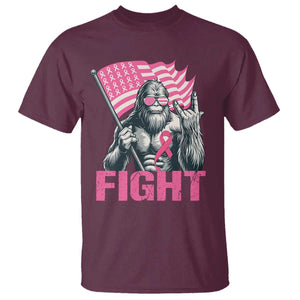 Funny Bigfoot Breast Cancer Awareness T Shirt Fight Pink Ribbon TS11 Maroon Print Your Wear