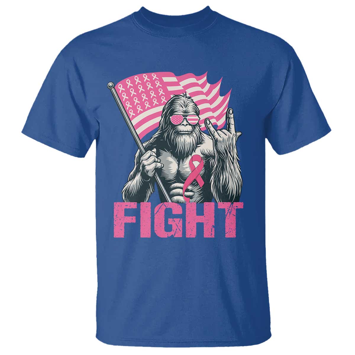 Funny Bigfoot Breast Cancer Awareness T Shirt Fight Pink Ribbon TS11 Royal Blue Print Your Wear