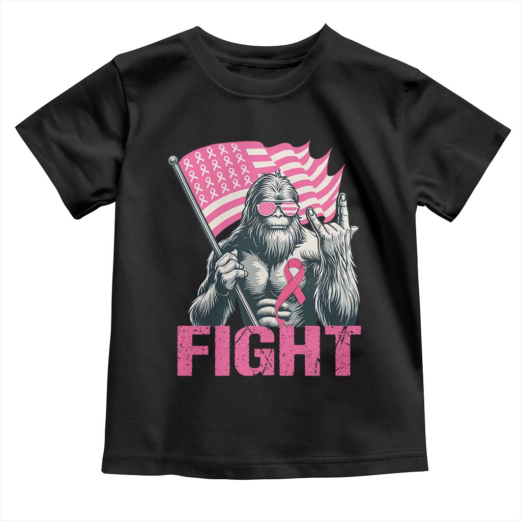 Funny Bigfoot Breast Cancer Awareness Toddler T Shirt Fight Pink Ribbon TS11 Black Print Your Wear
