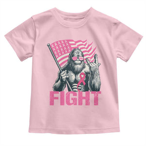 Funny Bigfoot Breast Cancer Awareness Toddler T Shirt Fight Pink Ribbon TS11 Light Pink Print Your Wear