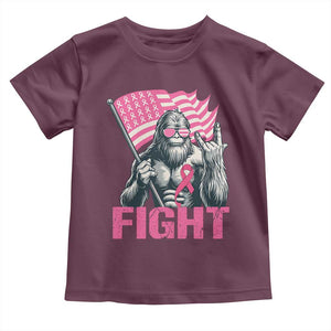 Funny Bigfoot Breast Cancer Awareness Toddler T Shirt Fight Pink Ribbon TS11 Maroon Print Your Wear