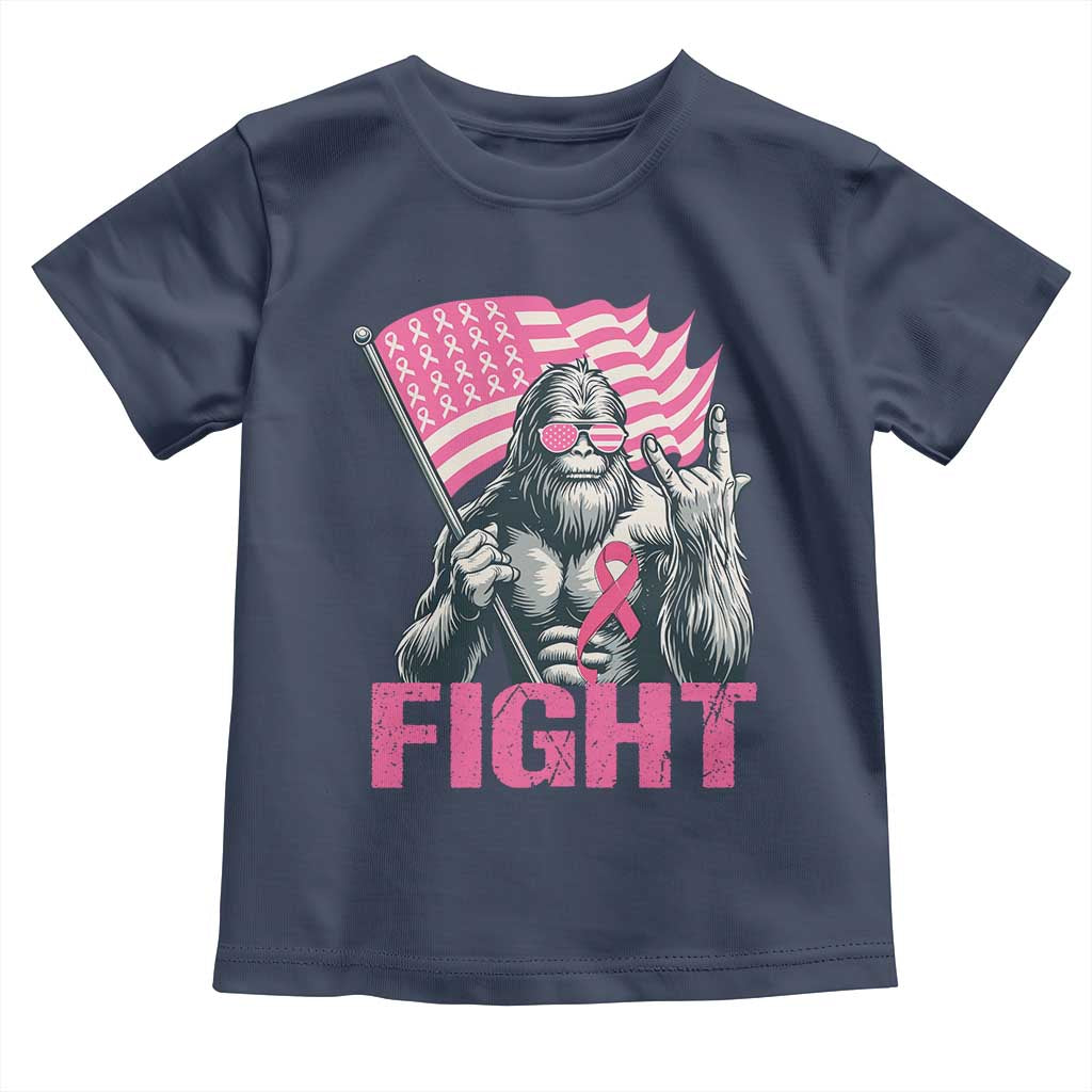 Funny Bigfoot Breast Cancer Awareness Toddler T Shirt Fight Pink Ribbon TS11 Navy Print Your Wear