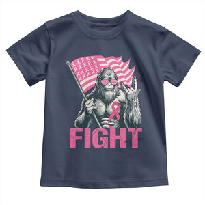 Funny Bigfoot Breast Cancer Awareness Toddler T Shirt Fight Pink Ribbon TS11 Navy Print Your Wear