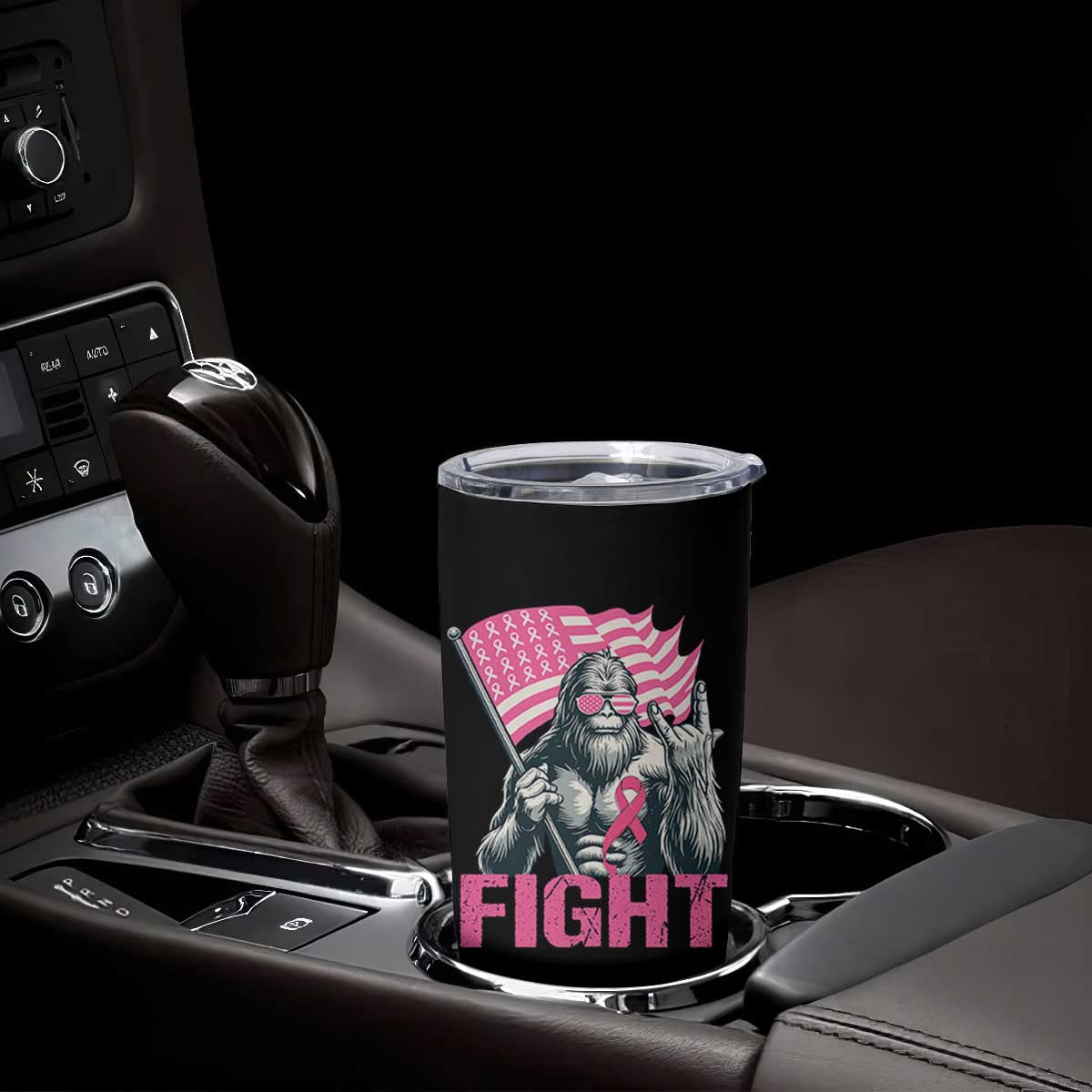 Funny Bigfoot Breast Cancer Awareness Tumbler Cup Fight Pink Ribbon TS11 Print Your Wear