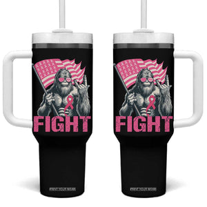 Funny Bigfoot Breast Cancer Awareness Tumbler With Handle Fight Pink Ribbon TS11 One Size: 40 oz Black Print Your Wear