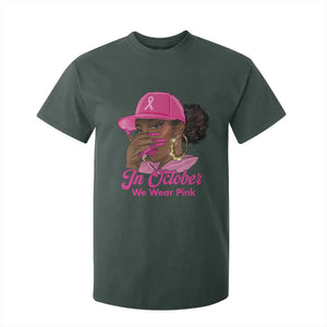 In October We Wear Pink T Shirt For Kid Black Women Breast Cancer Awareness TS11 Dark Forest Green Print Your Wear