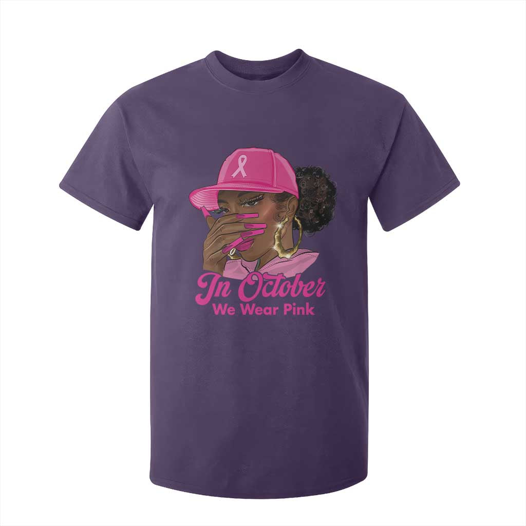 In October We Wear Pink T Shirt For Kid Black Women Breast Cancer Awareness TS11 Purple Print Your Wear
