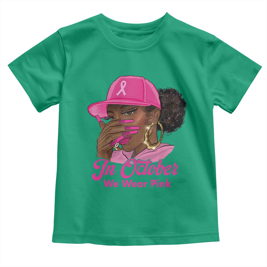 In October We Wear Pink Toddler T Shirt Black Women Breast Cancer Awareness TS11 Irish Green Print Your Wear