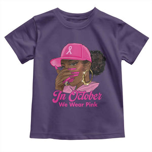 In October We Wear Pink Toddler T Shirt Black Women Breast Cancer Awareness TS11 Purple Print Your Wear