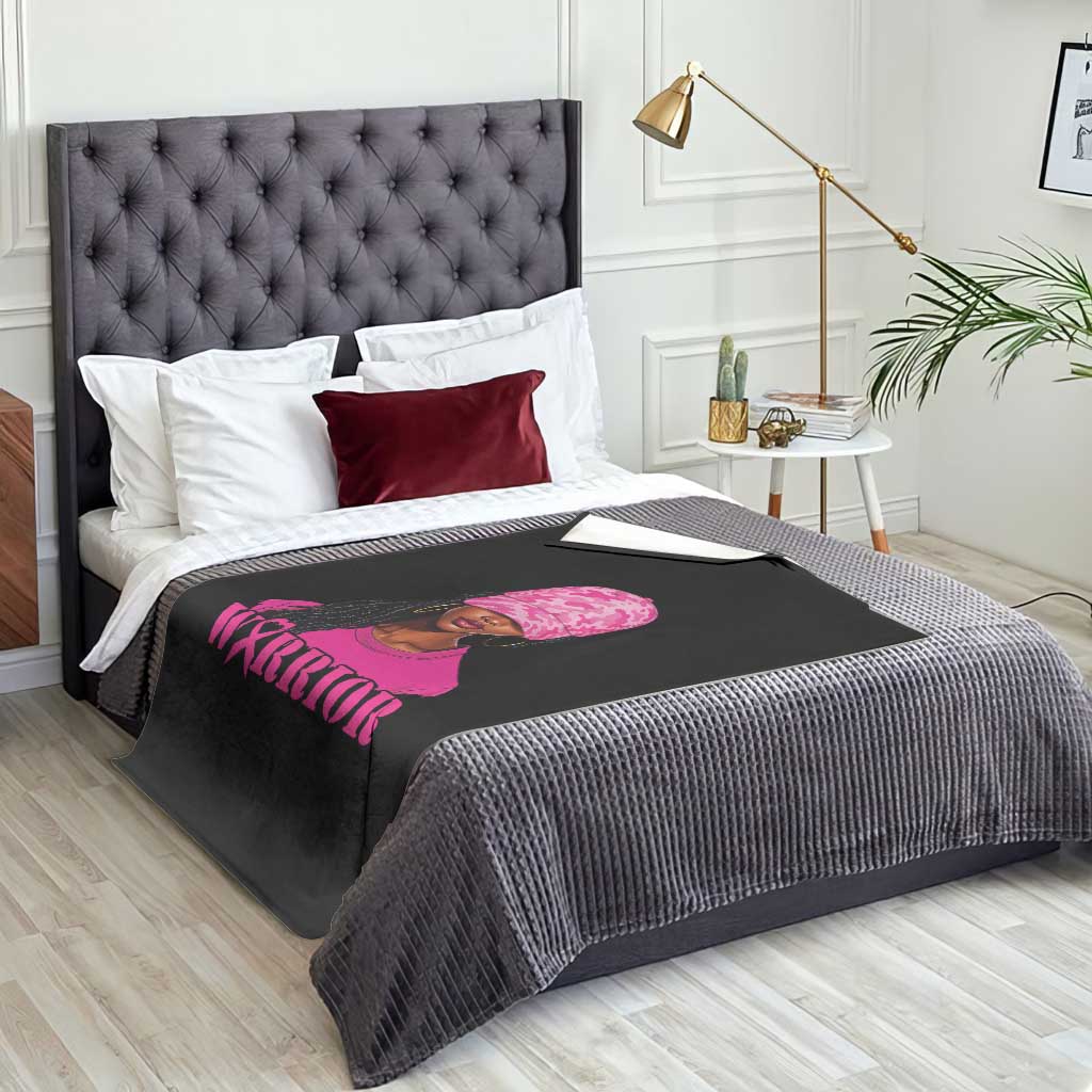 African American Warrior Breast Cancer Throw Blanket Pink Ribbon TS11 Print Your Wear