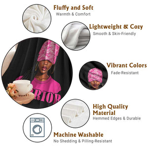 African American Warrior Breast Cancer Throw Blanket Pink Ribbon TS11 Print Your Wear
