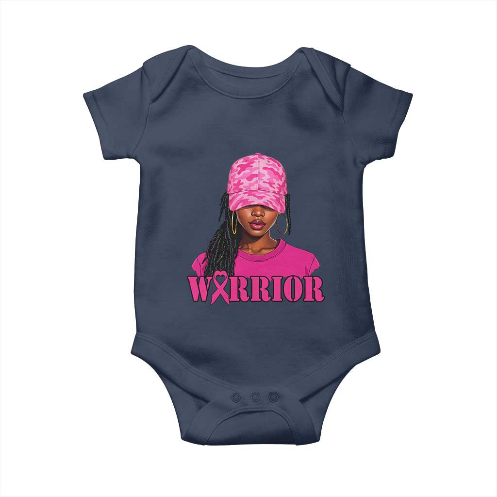 African American Warrior Breast Cancer Baby Onesie Pink Ribbon TS11 Navy Print Your Wear