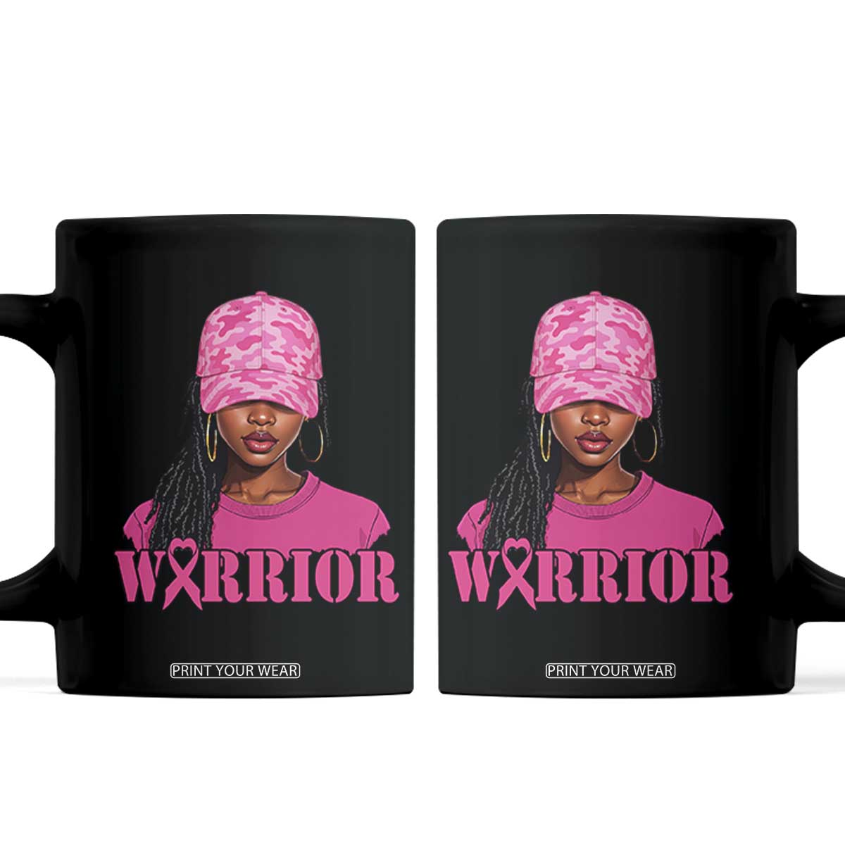 African American Warrior Breast Cancer Coffee Mug Pink Ribbon TS11 Black Print Your Wear