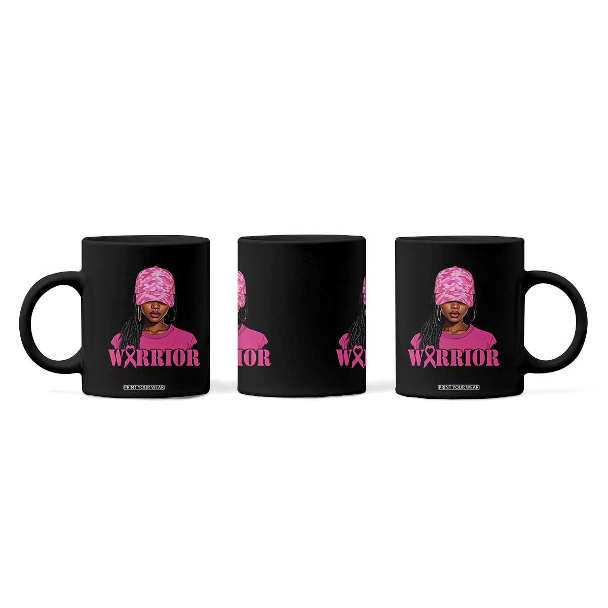 African American Warrior Breast Cancer Coffee Mug Pink Ribbon TS11 Print Your Wear