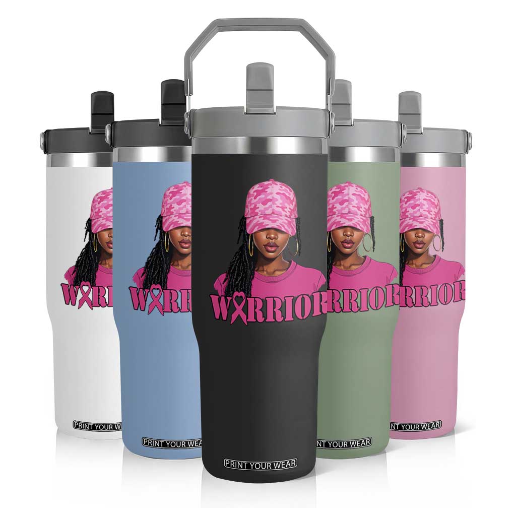African American Warrior Breast Cancer Flip Straw Tumbler Pink Ribbon TS11 Print Your Wear