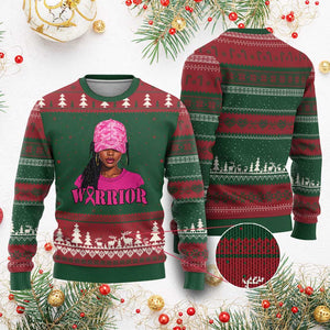 African American Warrior Breast Cancer Ugly Christmas Sweater Pink Ribbon TS11 Red Green Print Your Wear