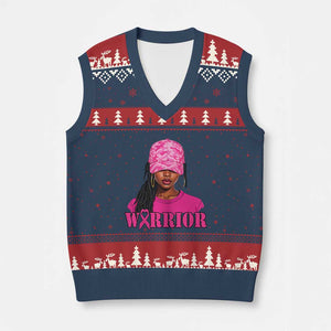 African American Warrior Breast Cancer V-Neck Knit Sweater Vest Pink Ribbon TS11 Navy Red Print Your Wear