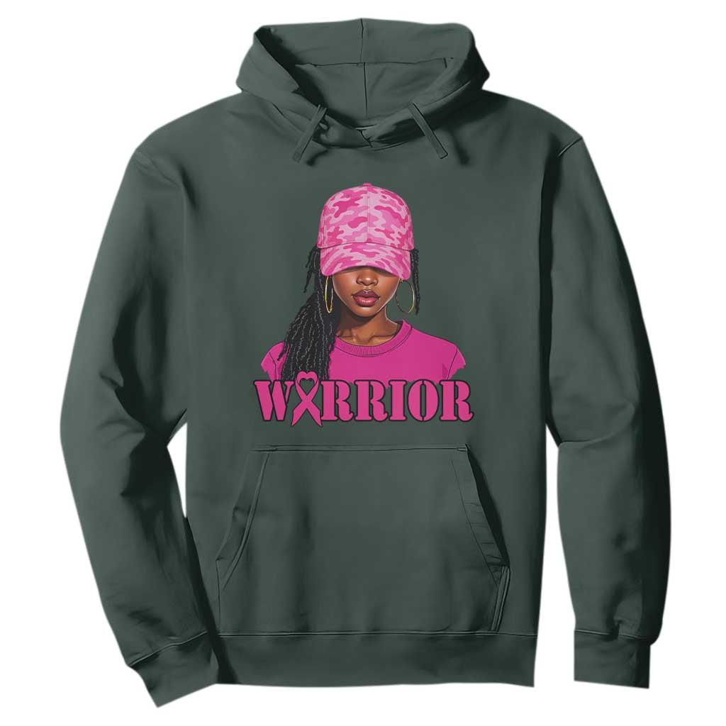 African American Warrior Breast Cancer Hoodie Pink Ribbon TS11 Dark Forest Green Print Your Wear