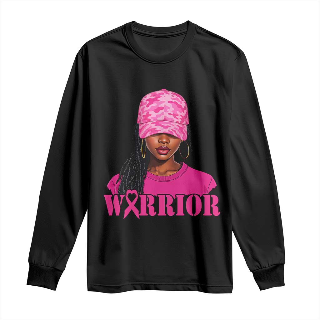 African American Warrior Breast Cancer Long Sleeve Shirt Pink Ribbon TS11 Black Print Your Wear