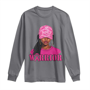 African American Warrior Breast Cancer Long Sleeve Shirt Pink Ribbon TS11 Charcoal Print Your Wear