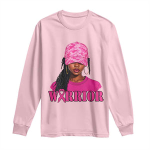 African American Warrior Breast Cancer Long Sleeve Shirt Pink Ribbon TS11 Light Pink Print Your Wear