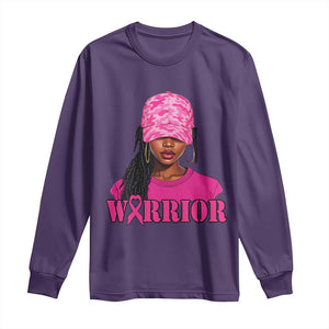 African American Warrior Breast Cancer Long Sleeve Shirt Pink Ribbon TS11 Purple Print Your Wear