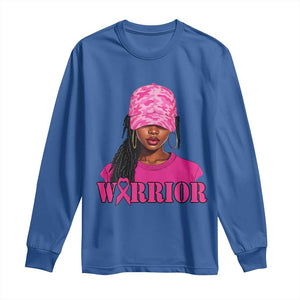 African American Warrior Breast Cancer Long Sleeve Shirt Pink Ribbon TS11 Royal Blue Print Your Wear