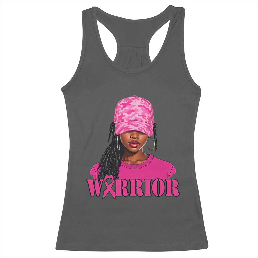African American Warrior Breast Cancer Racerback Tank Top Pink Ribbon TS11 Dark Heather Print Your Wear