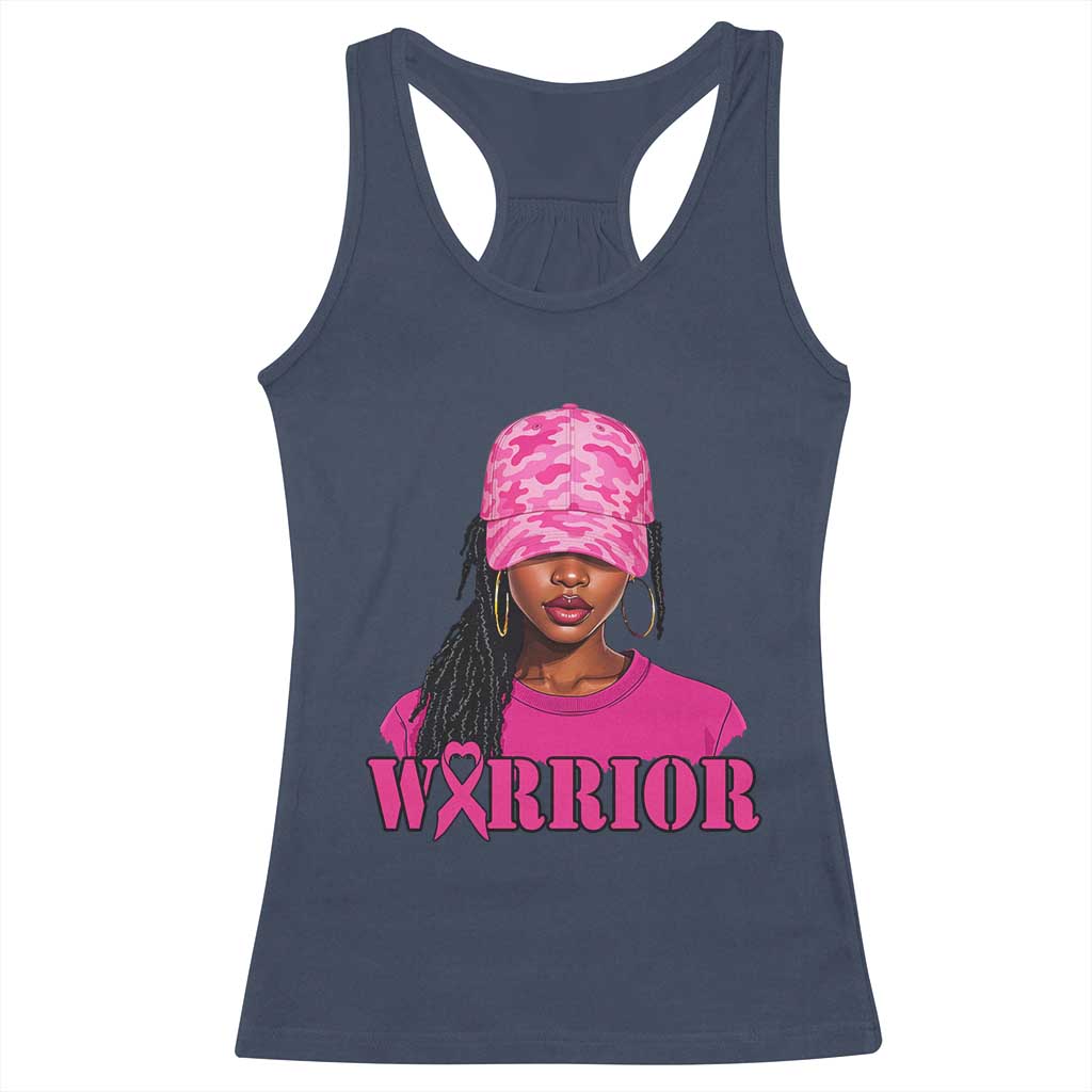 African American Warrior Breast Cancer Racerback Tank Top Pink Ribbon TS11 Navy Print Your Wear