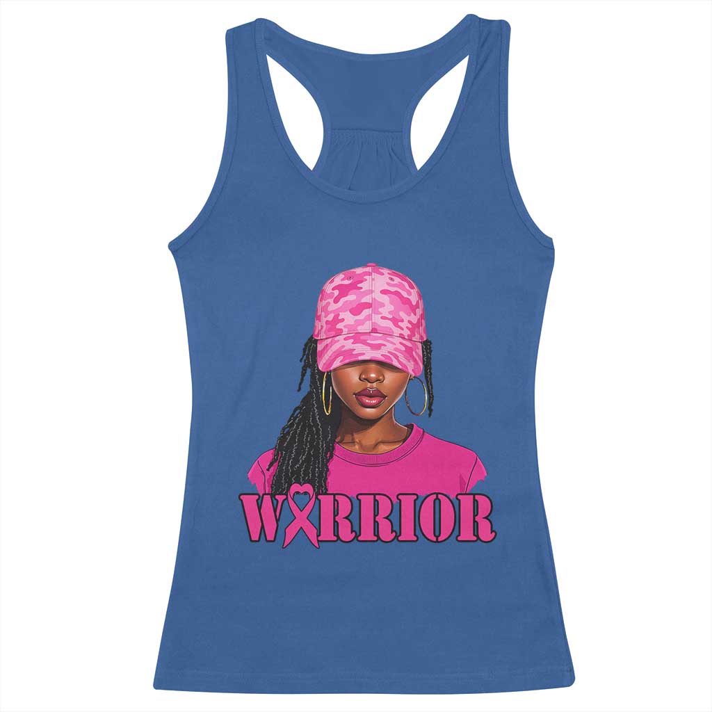 African American Warrior Breast Cancer Racerback Tank Top Pink Ribbon TS11 Royal Blue Print Your Wear