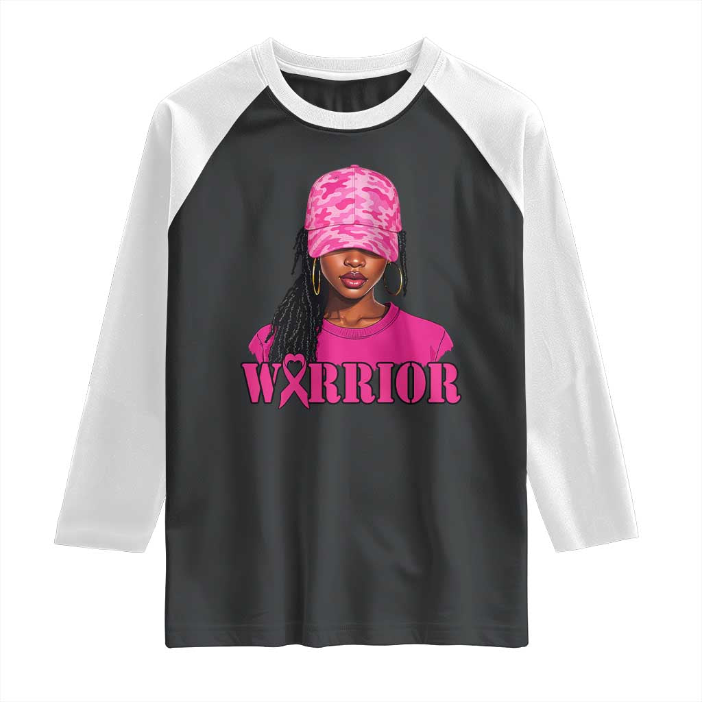 African American Warrior Breast Cancer Raglan Shirt Pink Ribbon TS11 Black White Print Your Wear