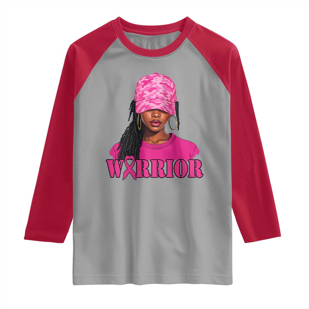 African American Warrior Breast Cancer Raglan Shirt Pink Ribbon TS11 Sport Gray Red Print Your Wear