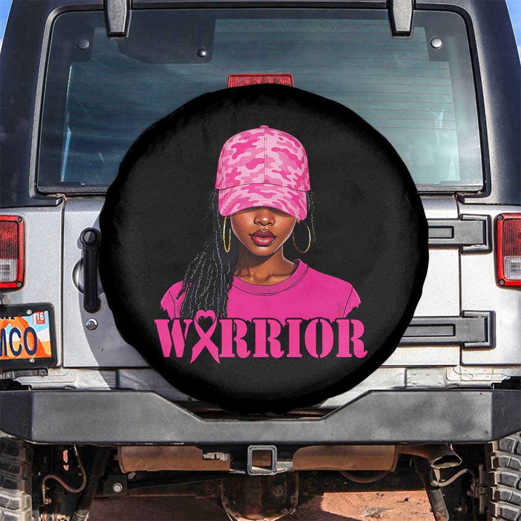 African American Warrior Breast Cancer Spare Tire Cover Pink Ribbon TS11 No hole Black Print Your Wear