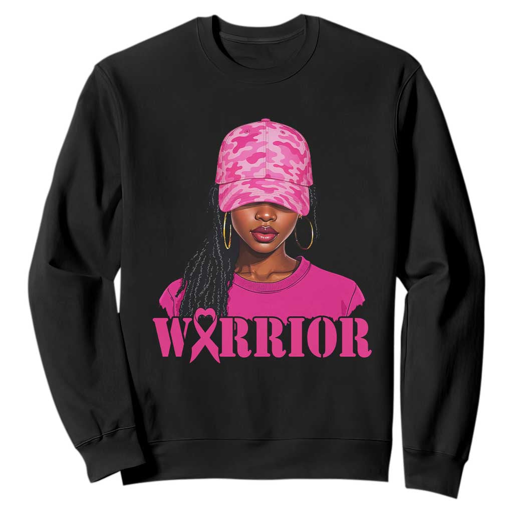 African American Warrior Breast Cancer Sweatshirt Pink Ribbon TS11 Black Print Your Wear