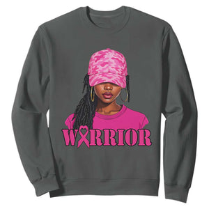 African American Warrior Breast Cancer Sweatshirt Pink Ribbon TS11 Dark Heather Print Your Wear